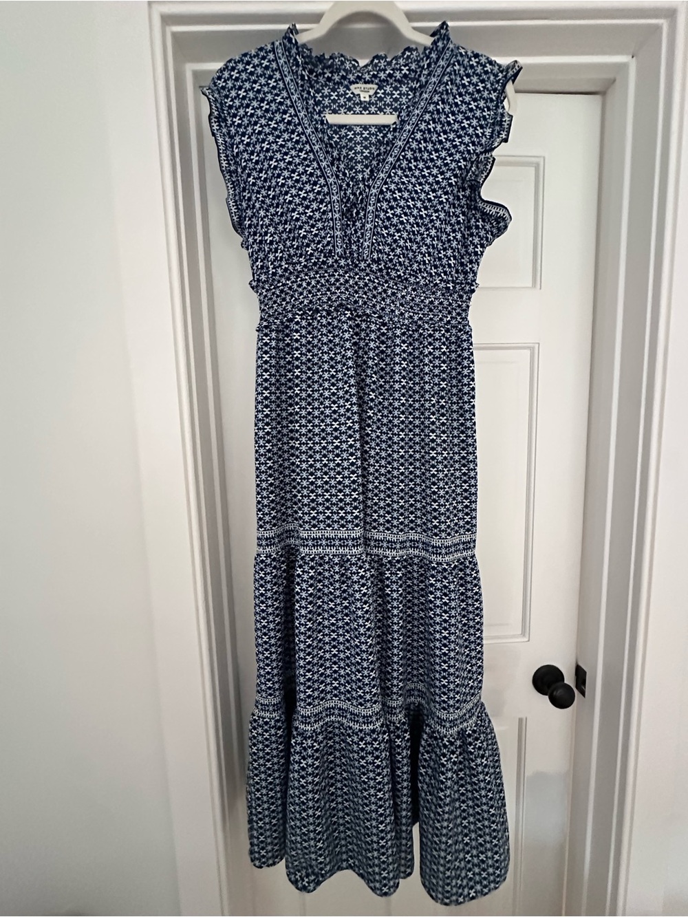 Max Studio Navy & White Printed Maxi Dress